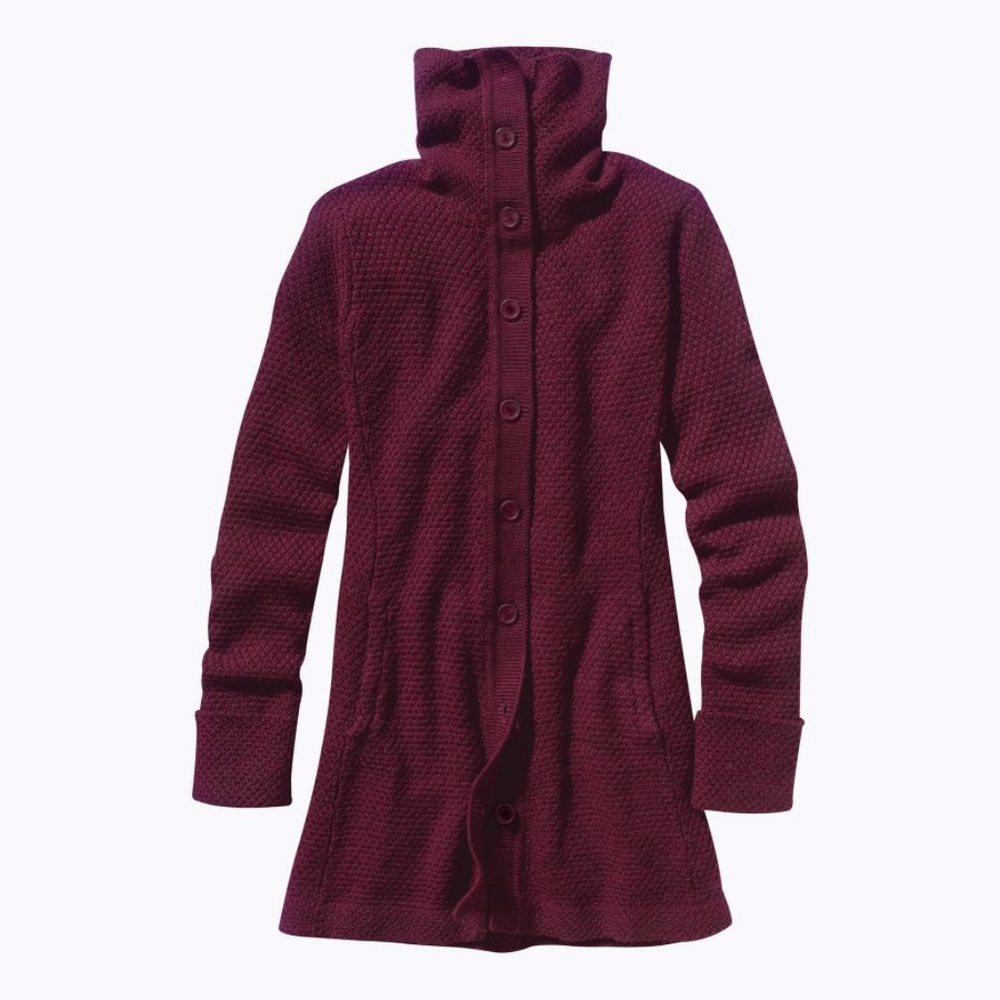 Patagonia Women's Maroon Long Button-Up Sweater Cardigan